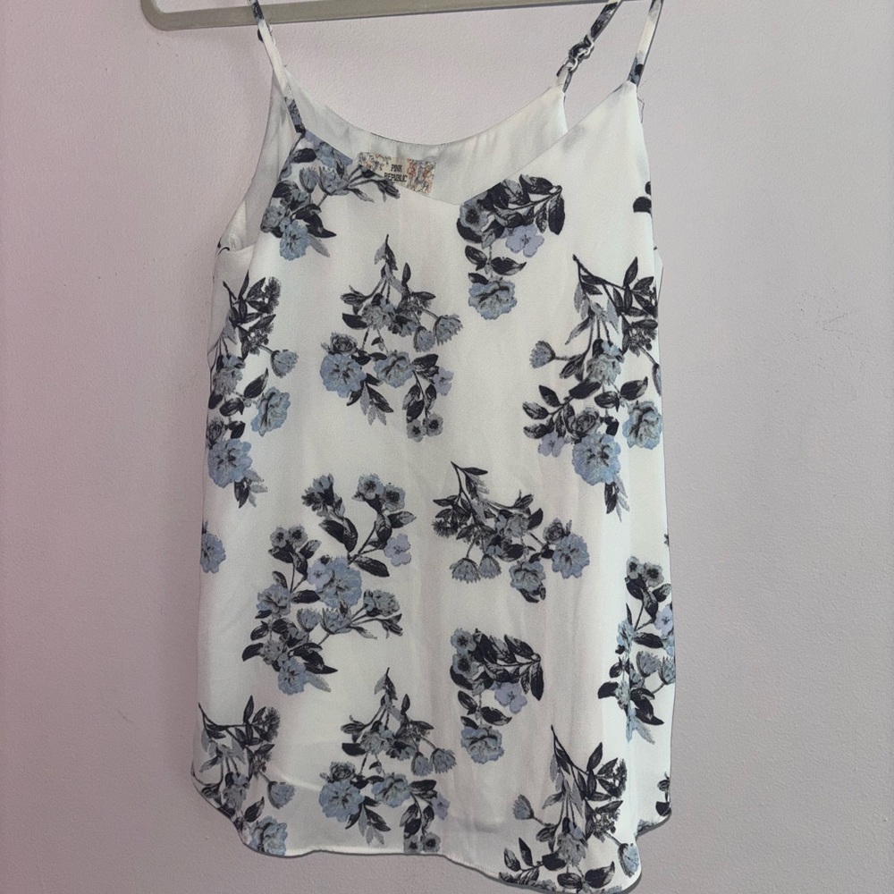 Pink Republic Floral Tank Top - White and Blue